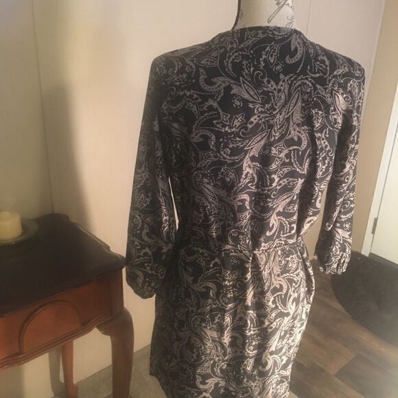 Gap Black Tan Flowers Dress Tie Front Small - Picture 7 of 10